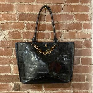 Black Zara Tote with Gold Chain